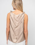 Draped Sleeveless Top, Moonstone Ivory