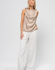 Draped Sleeveless Top, Moonstone Ivory