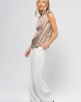 Draped Sleeveless Top, Moonstone Ivory