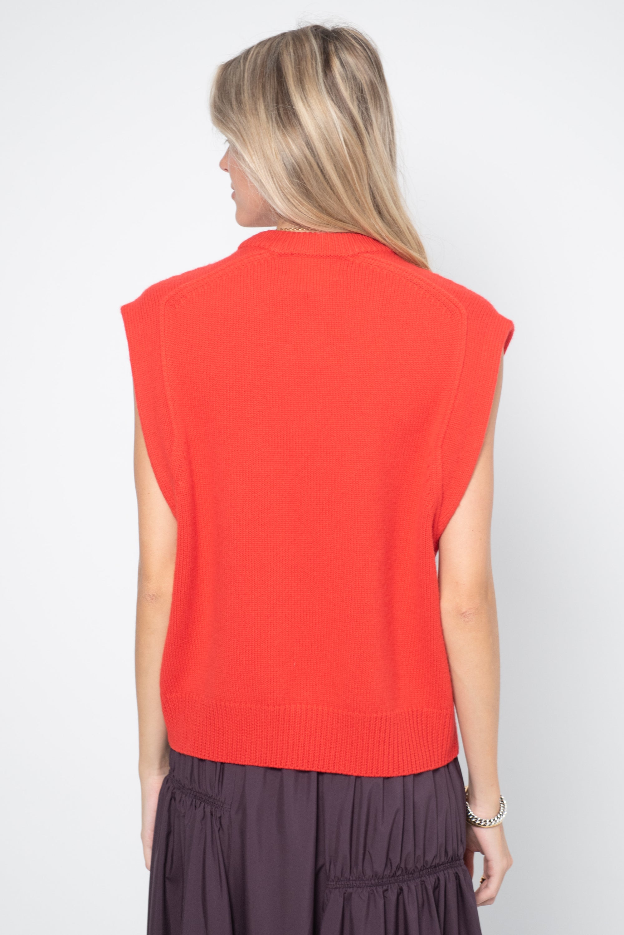 Sleeveless Boxy Top, Chili