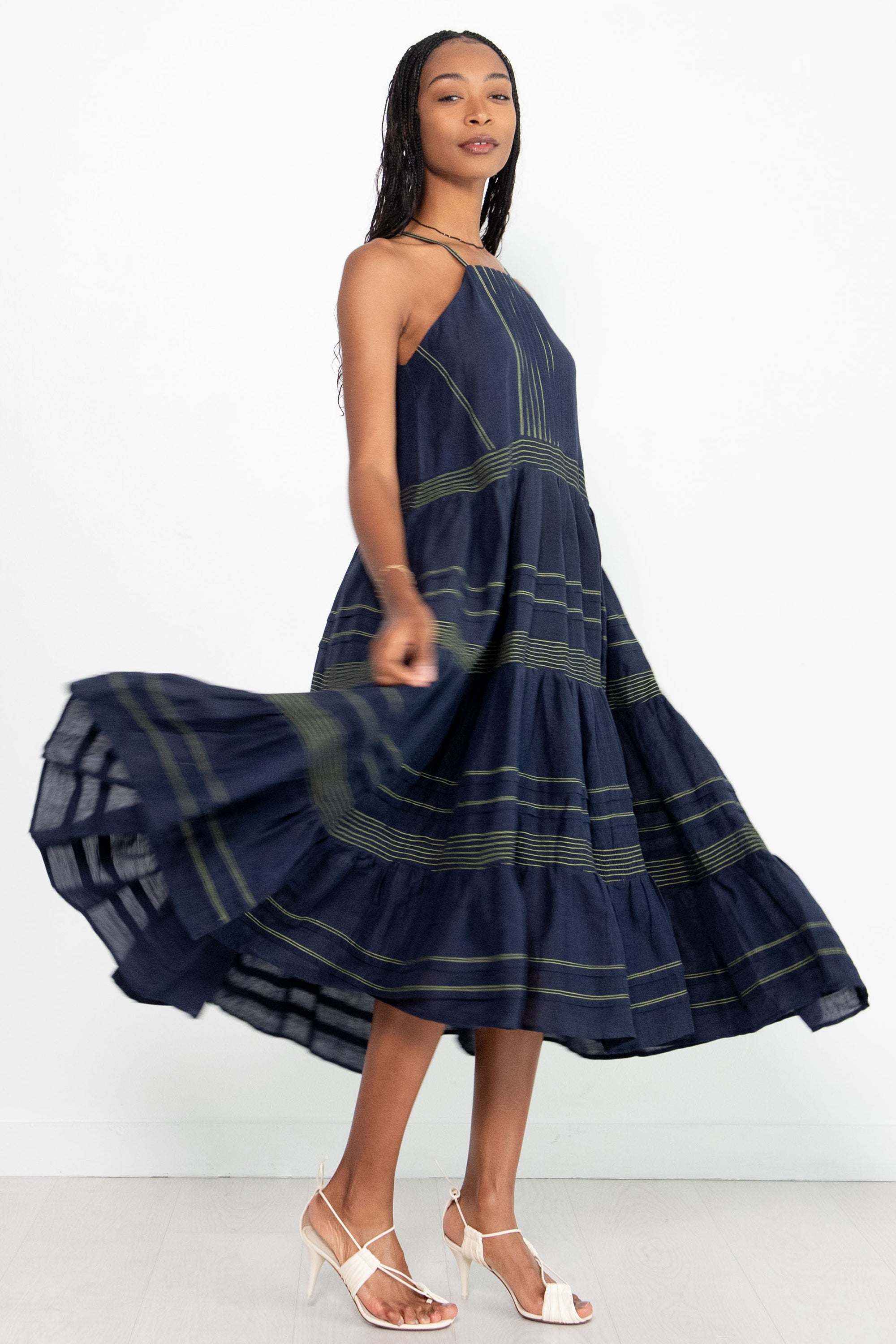 Tiered 2025 navy dress