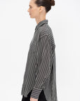 Oversized Tunic Shirt, Black & White Awning Stripe