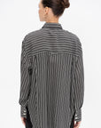 Oversized Tunic Shirt, Black & White Awning Stripe