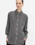 Oversized Tunic Shirt, Black & White Awning Stripe