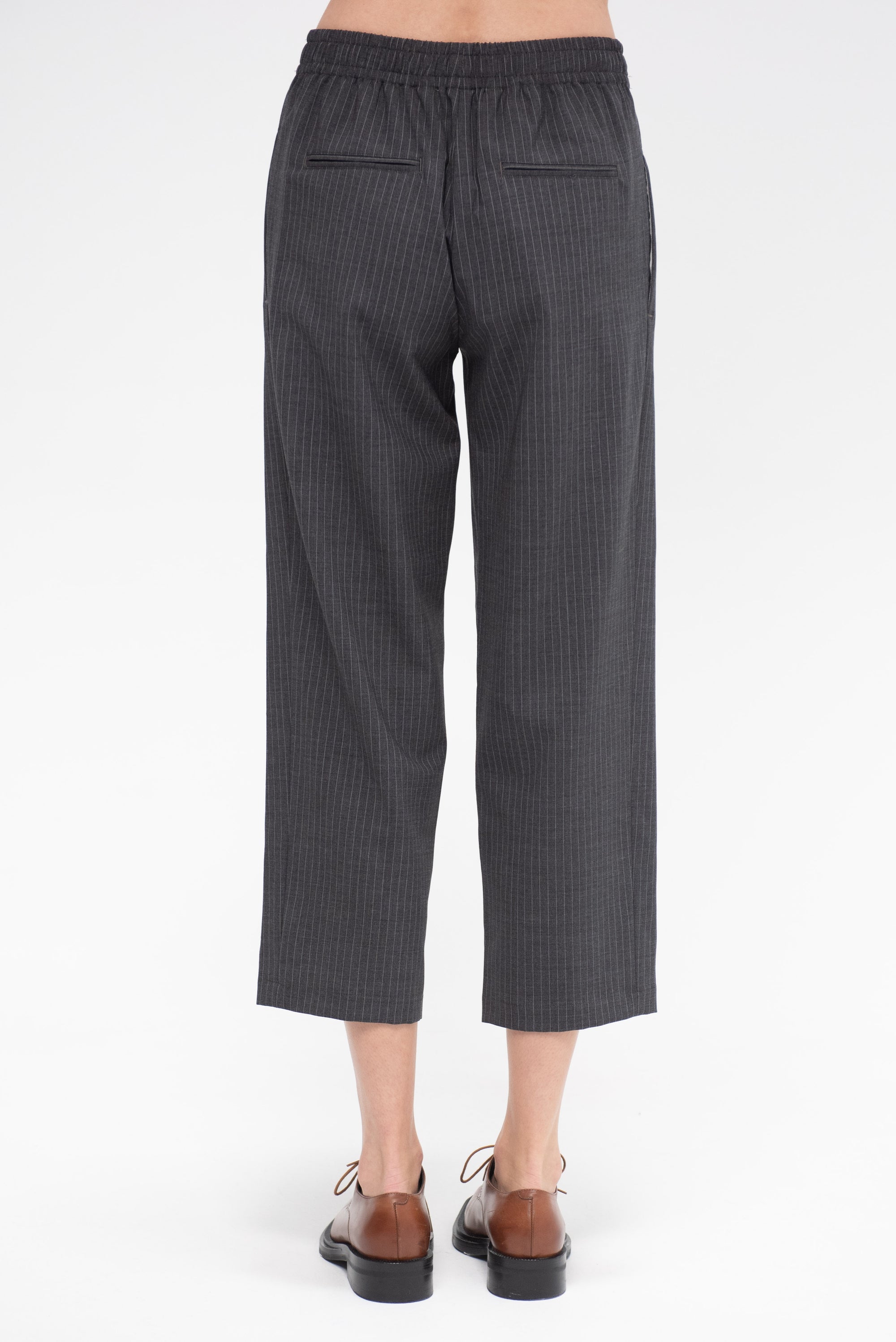 Cosy Drawstring Pant, Charcoal Pinstripe