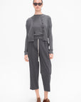 Cosy Drawstring Pant, Charcoal Pinstripe