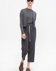 Cosy Drawstring Pant, Charcoal Pinstripe