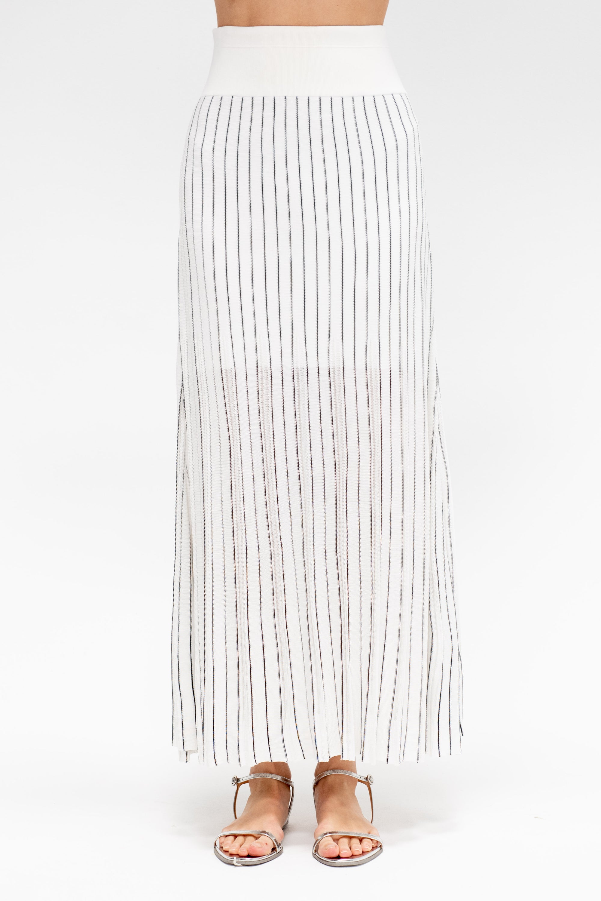 Variegated Pleat Skirt, Off-White