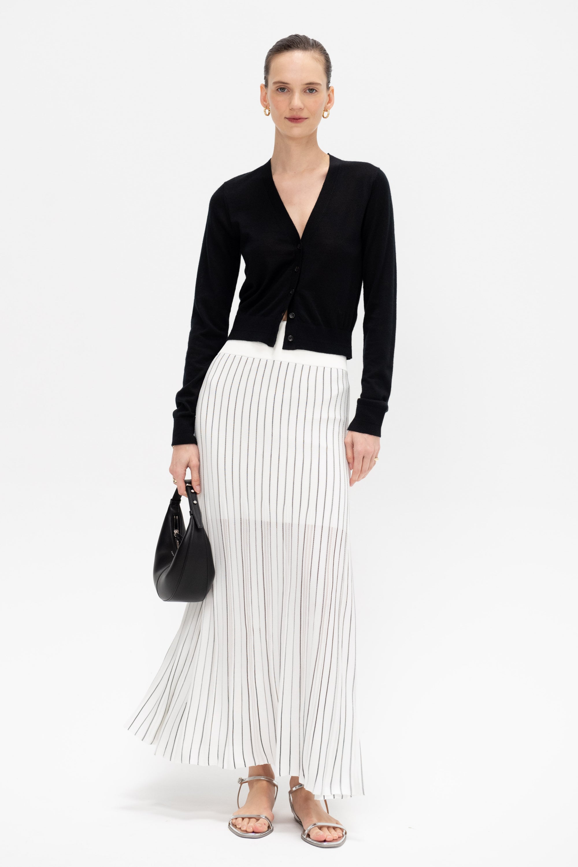 Variegated Pleat Skirt, Off-White