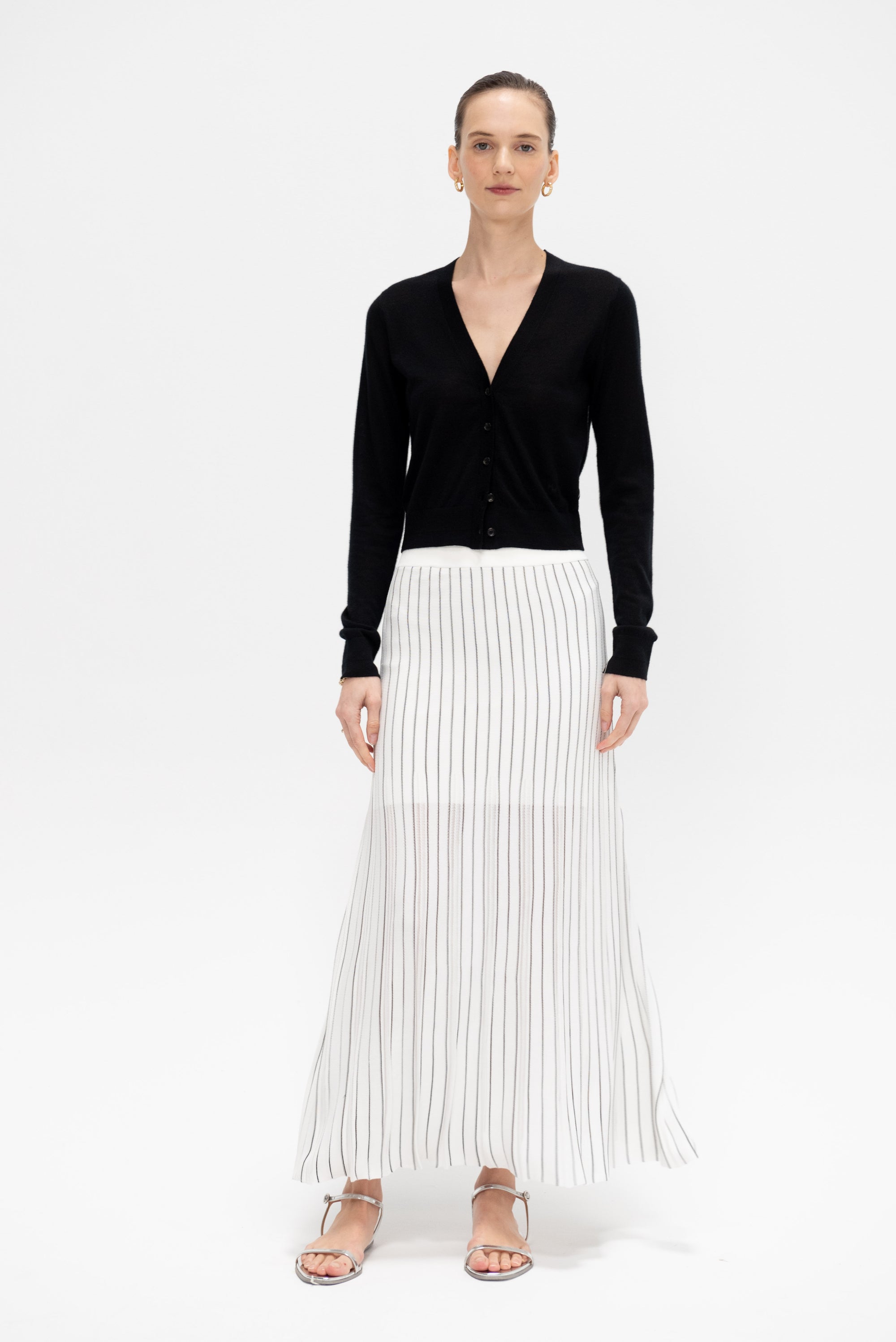 Variegated Pleat Skirt, Off-White