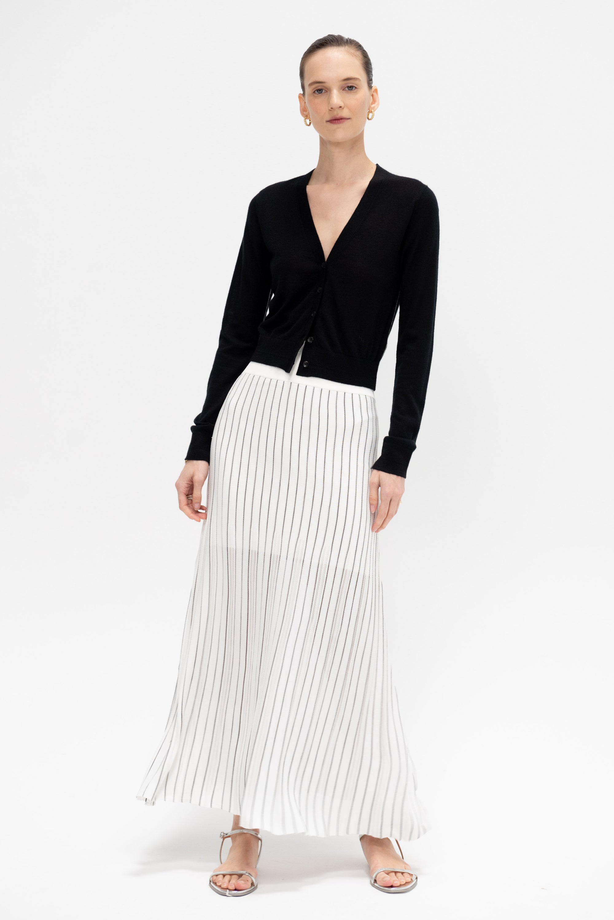 Variegated Pleat Skirt, Off-White