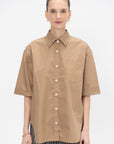 Short Sleeve Oversized Shirt, Walnut