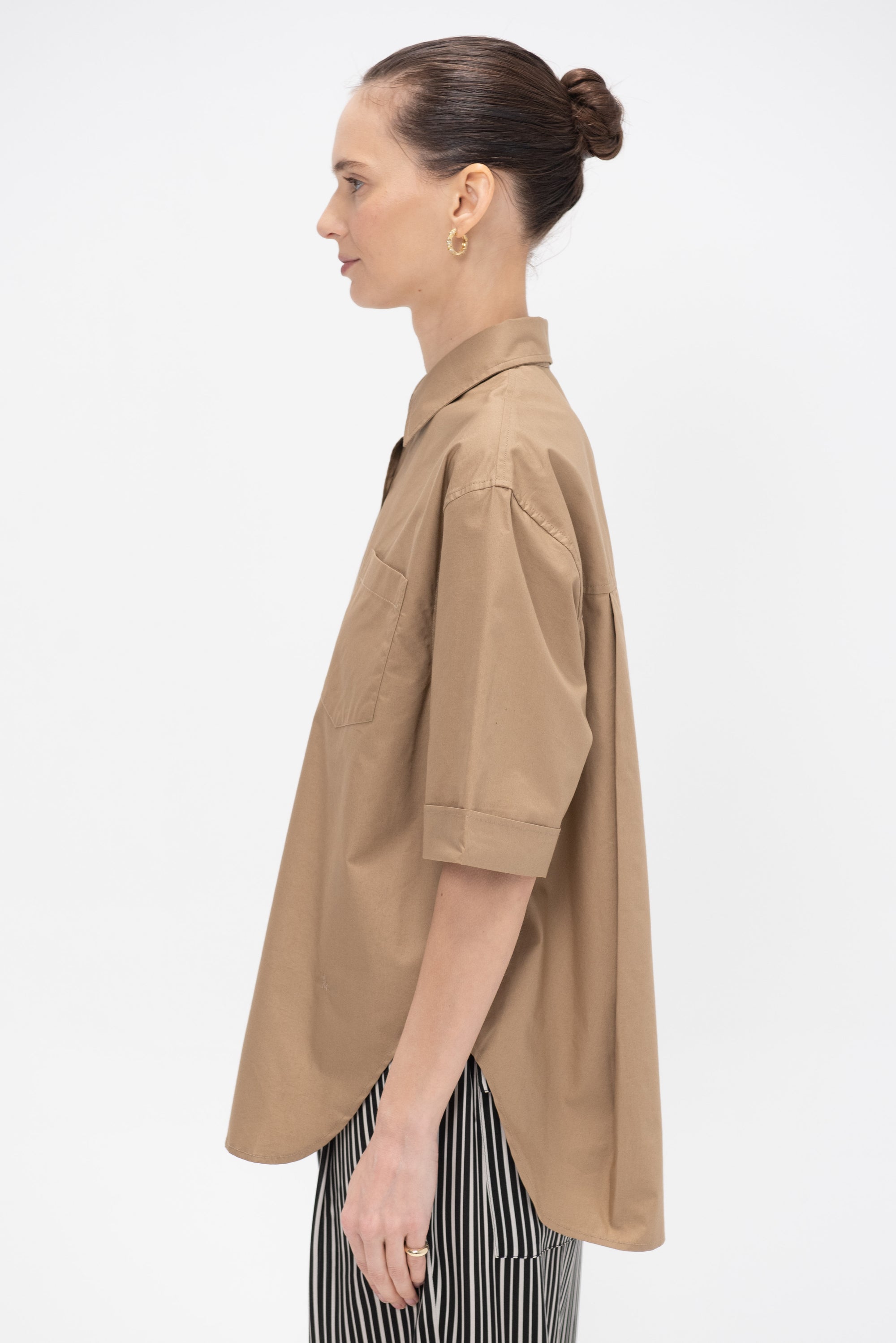 Short Sleeve Oversized Shirt, Walnut