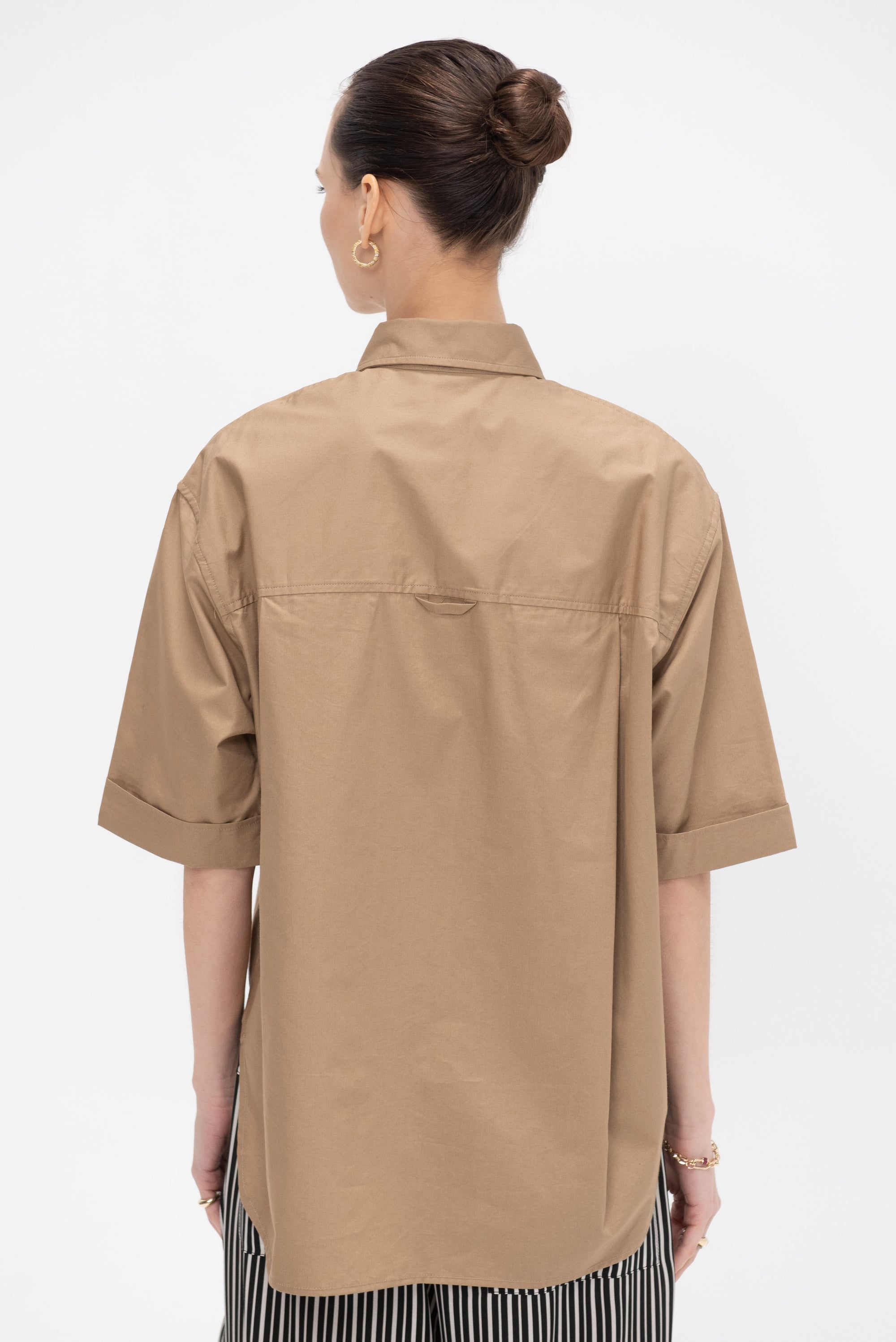 Short Sleeve Oversized Shirt, Walnut