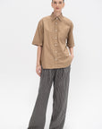 Short Sleeve Oversized Shirt, Walnut