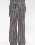 Flap Pocket Pleat Pant, Black & White Stripe