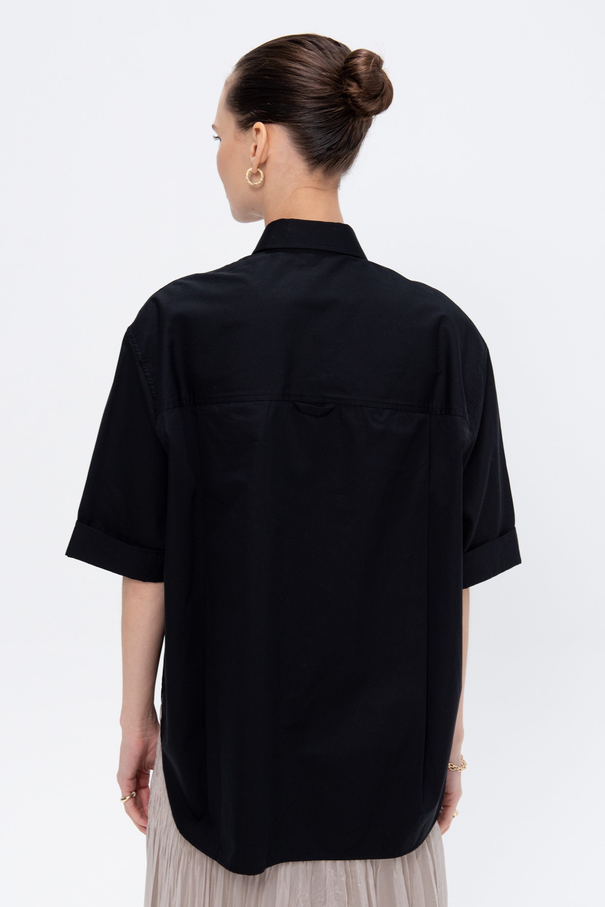 Short Sleeve Oversized Shirt, Black