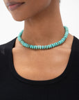 Turquoise Rondelle Strand, Yellow Gold