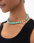 Turquoise Rondelle Strand, Yellow Gold