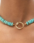 Turquoise Rondelle Strand, Yellow Gold