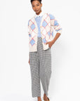 Wool Argyle Cardigan, Lily White