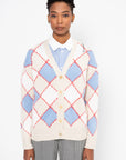 Wool Argyle Cardigan, Lily White