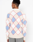 Wool Argyle Cardigan, Lily White