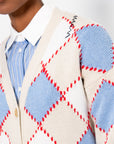 Wool Argyle Cardigan, Lily White