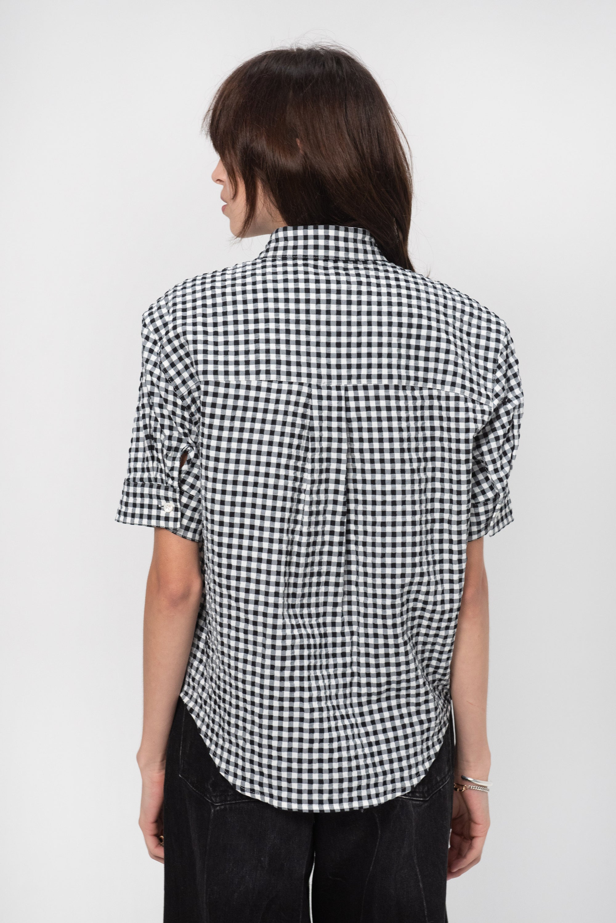 Seersucker Checked Shirt, Black