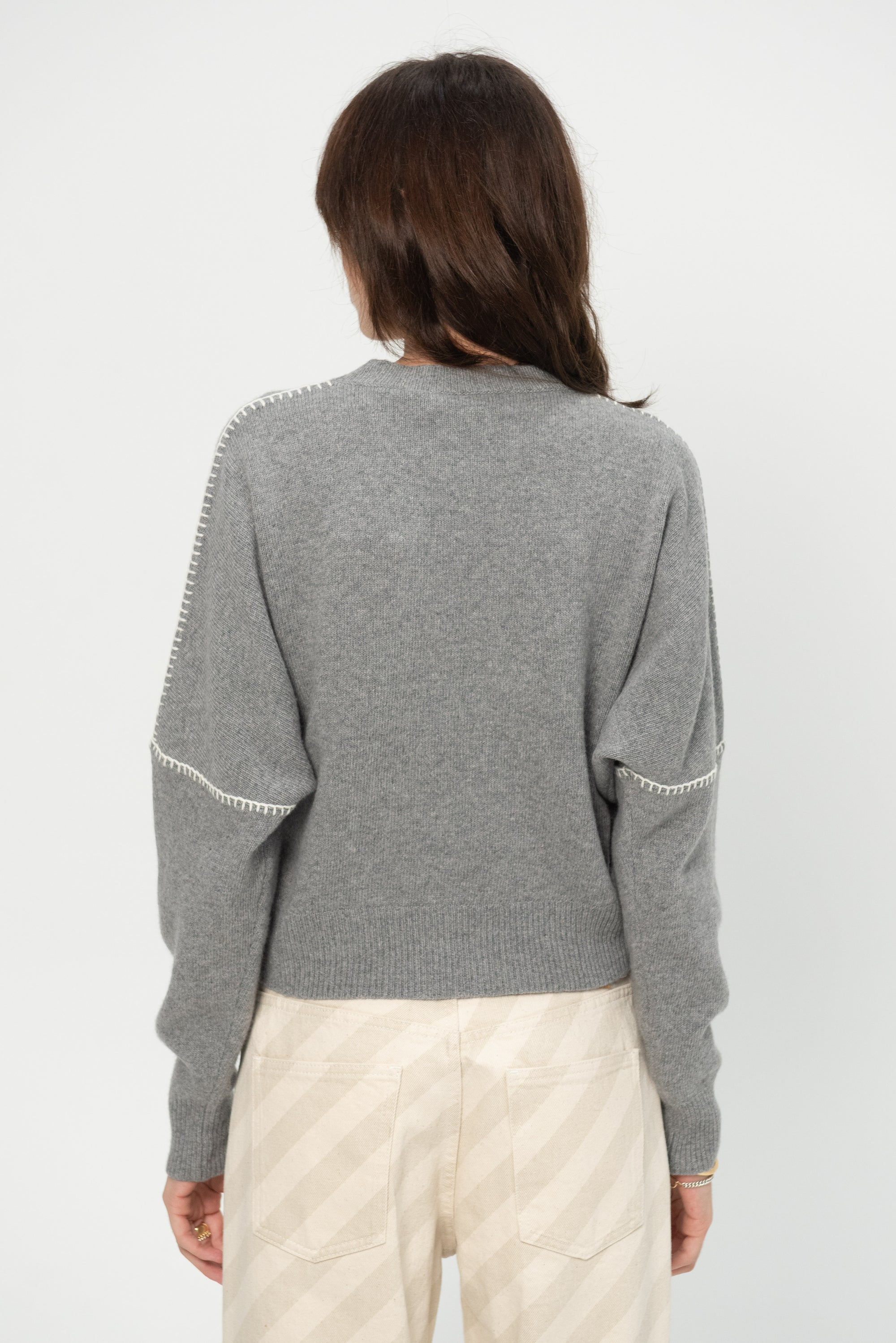 Crew Neck Jumper with Marni Symbol, Neutral Grey