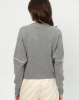 Crew Neck Jumper with Marni Symbol, Neutral Grey