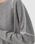 Crew Neck Jumper with Marni Symbol, Neutral Grey