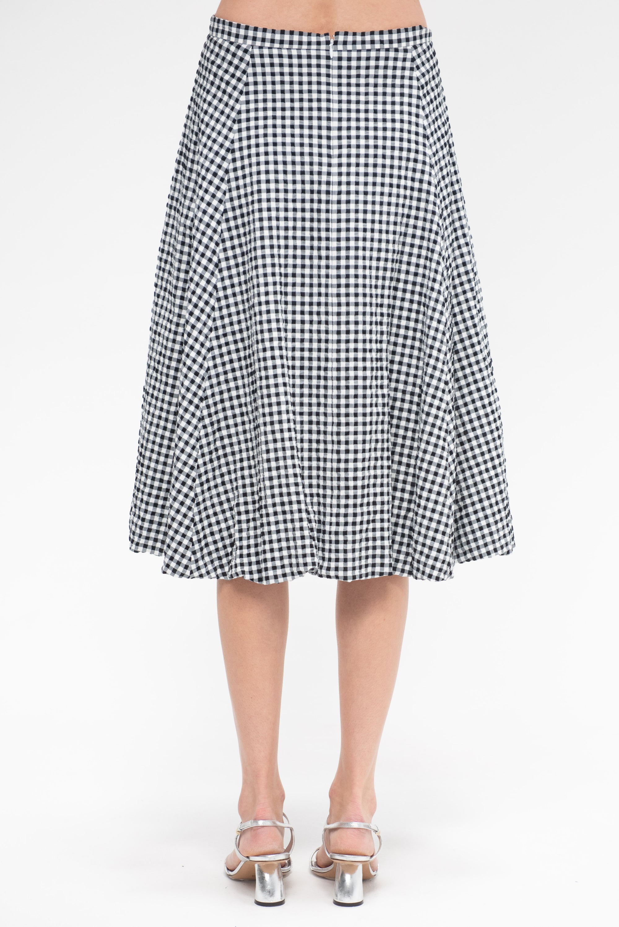 Checked Seersucker Skirt, Black &amp; White