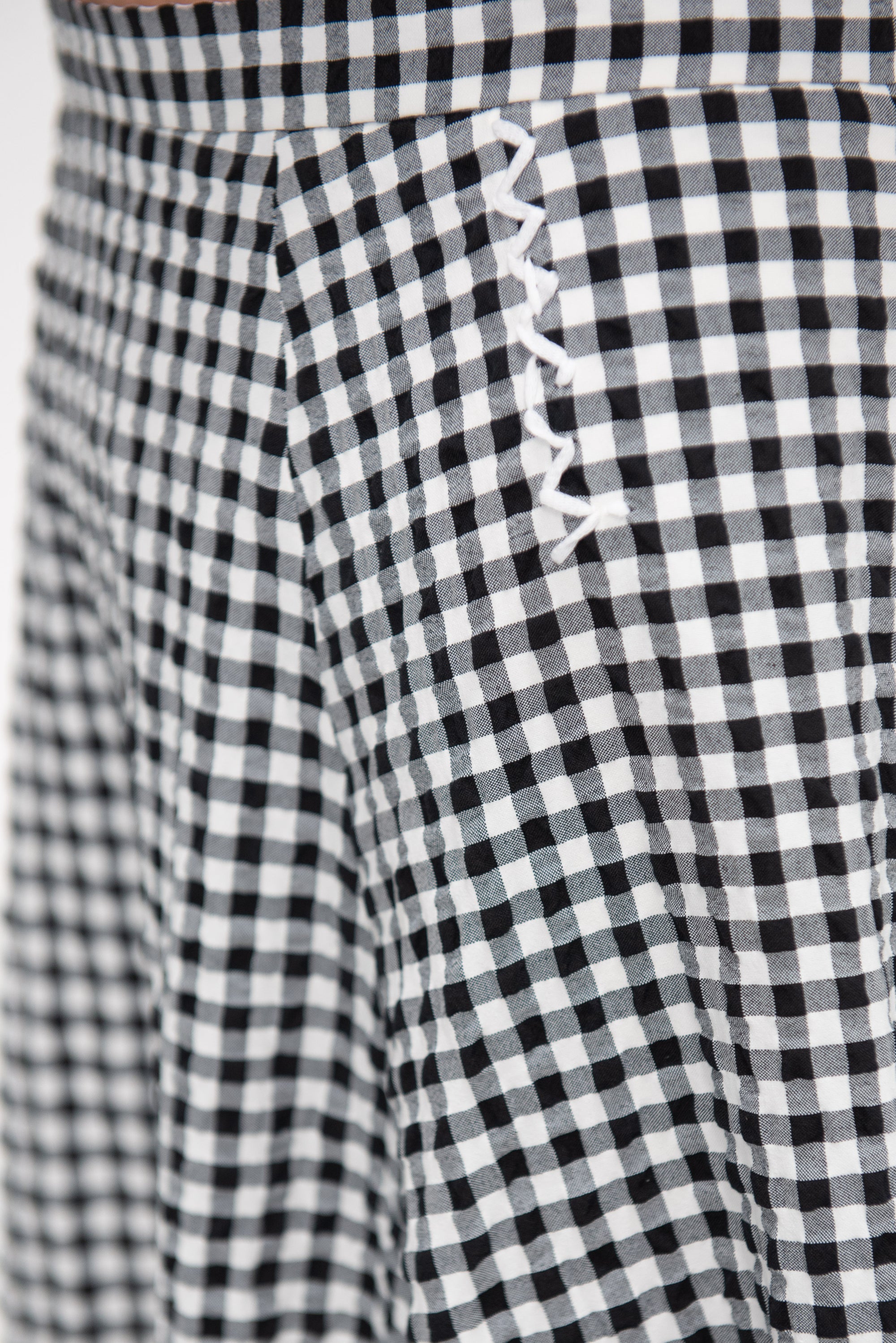 Checked Seersucker Skirt, Black &amp; White