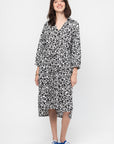 Poplin Shirt Dress with Pop Fields Motif Print, Black