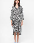 Poplin Shirt Dress with Pop Fields Motif Print, Black