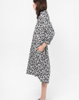 Poplin Shirt Dress with Pop Fields Motif Print, Black