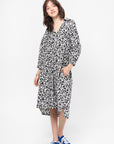 Poplin Shirt Dress with Pop Fields Motif Print, Black