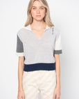 Cashmere Colour Block Polo Shirt, Sodium