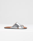 PLAN C - Cross Strap Leather Sandals, Silver