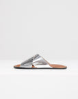 PLAN C - Cross Strap Leather Sandals, Silver