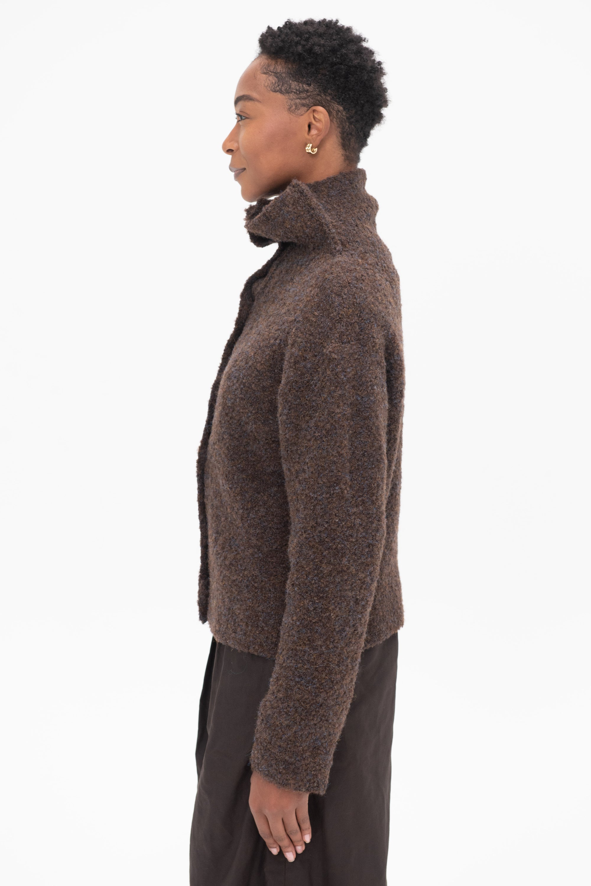 MIJEONG PARK - Spread Collar Boucle Cardigan, Brown