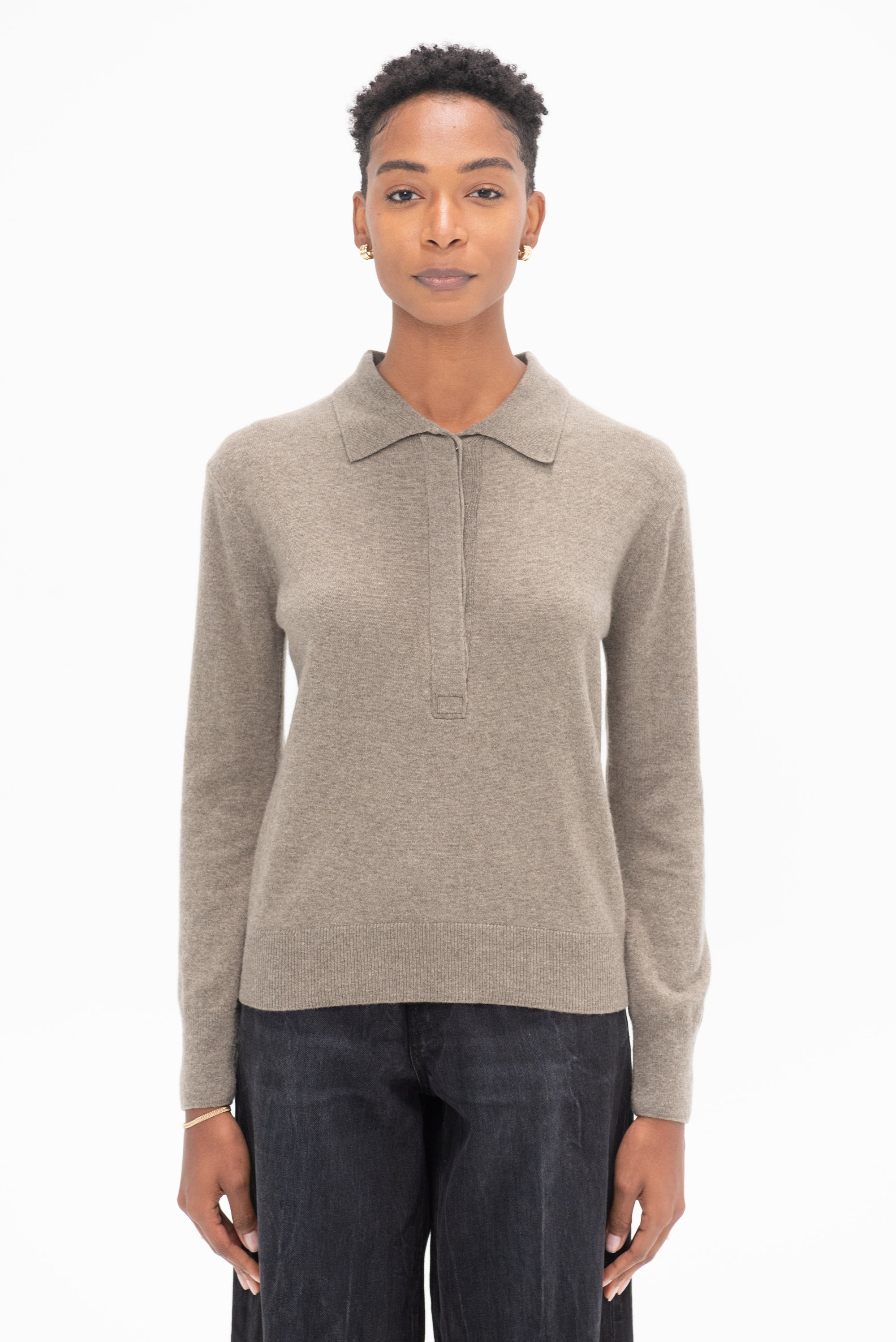 MIJEONG PARK - Cashmere Polo Sweater, Greige