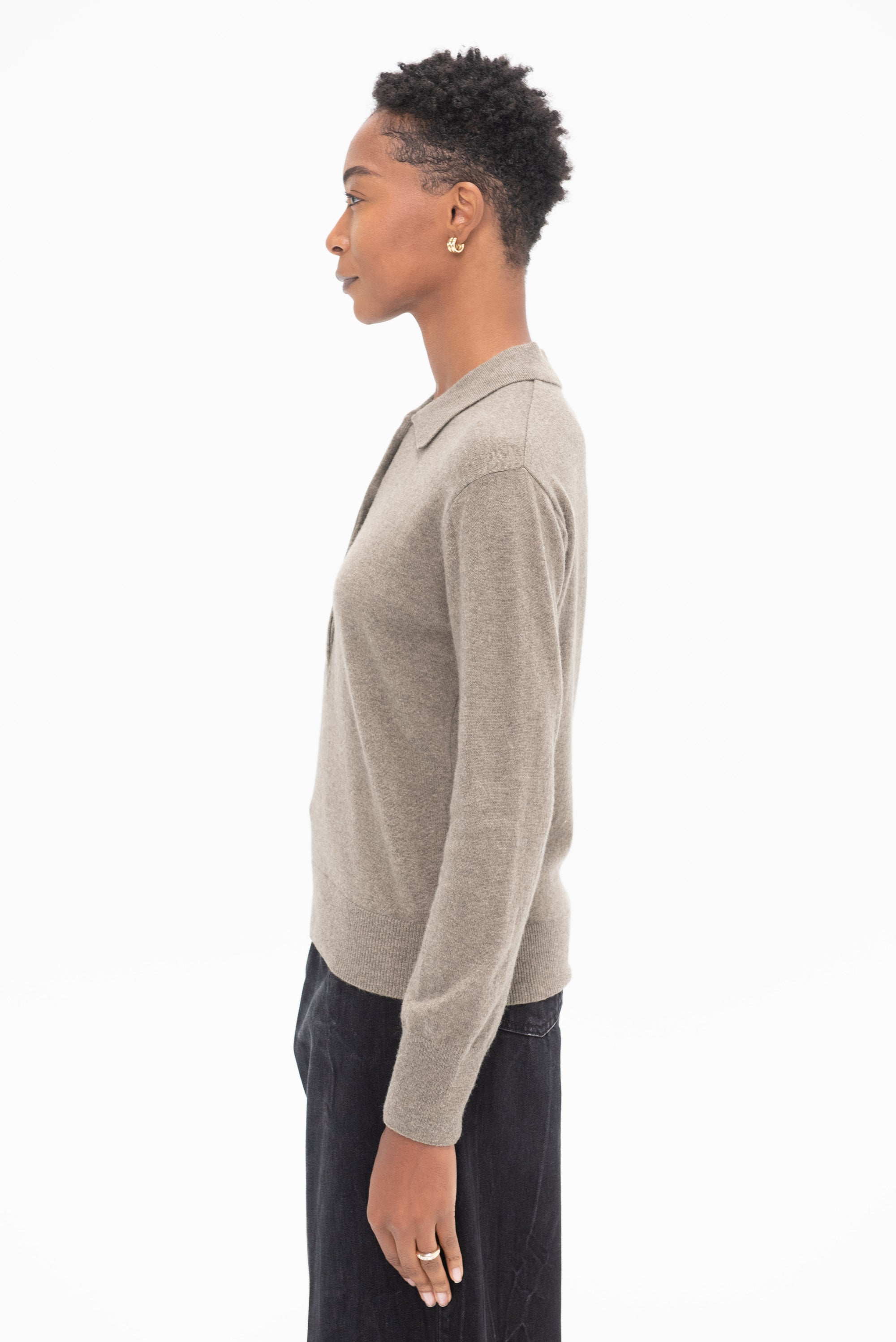 MIJEONG PARK - Cashmere Polo Sweater, Greige