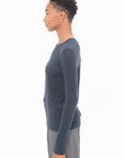 Wool Tencel Crewneck Top, Dark Navy