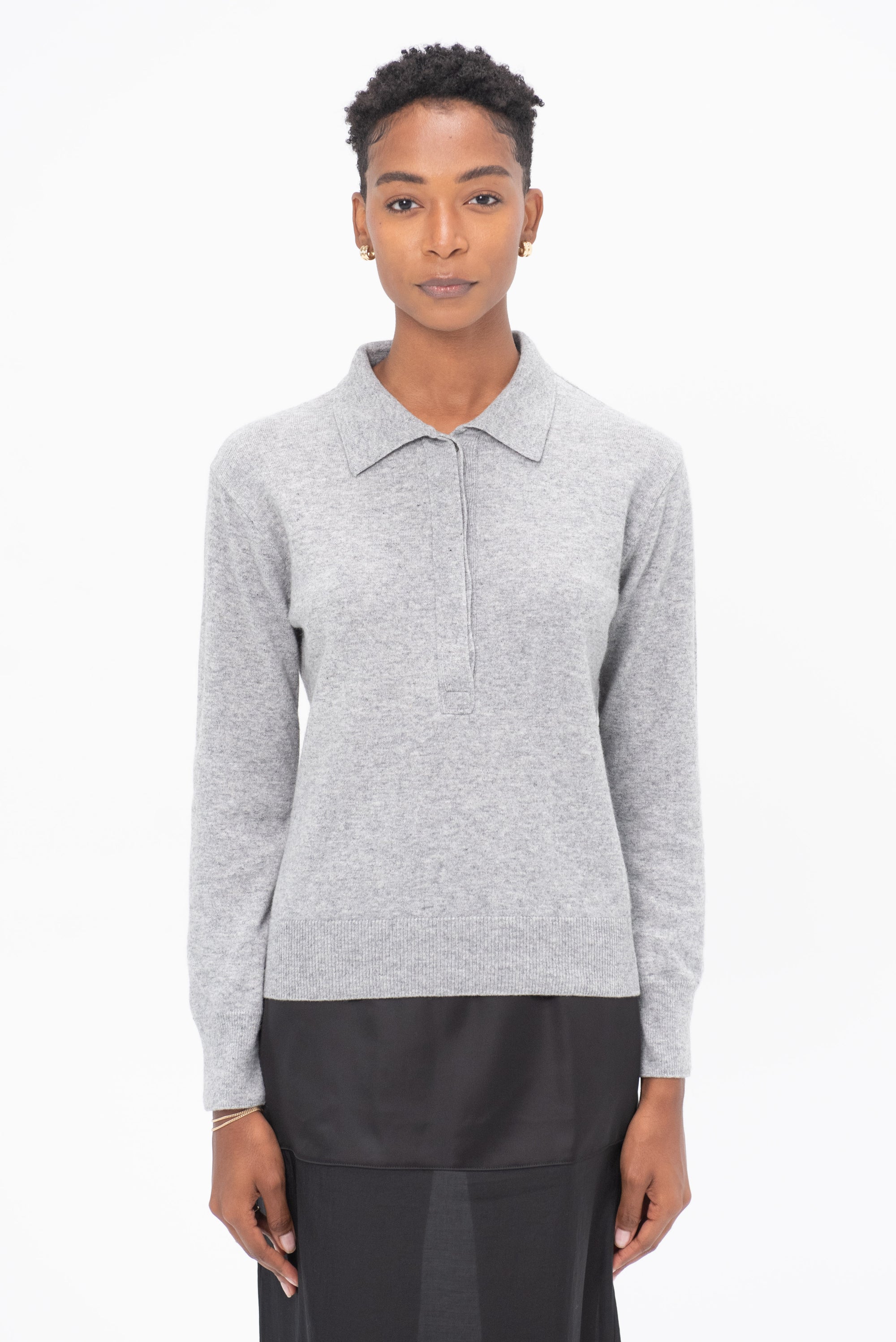 MIJEONG PARK - Cashmere Polo Sweater, Gray