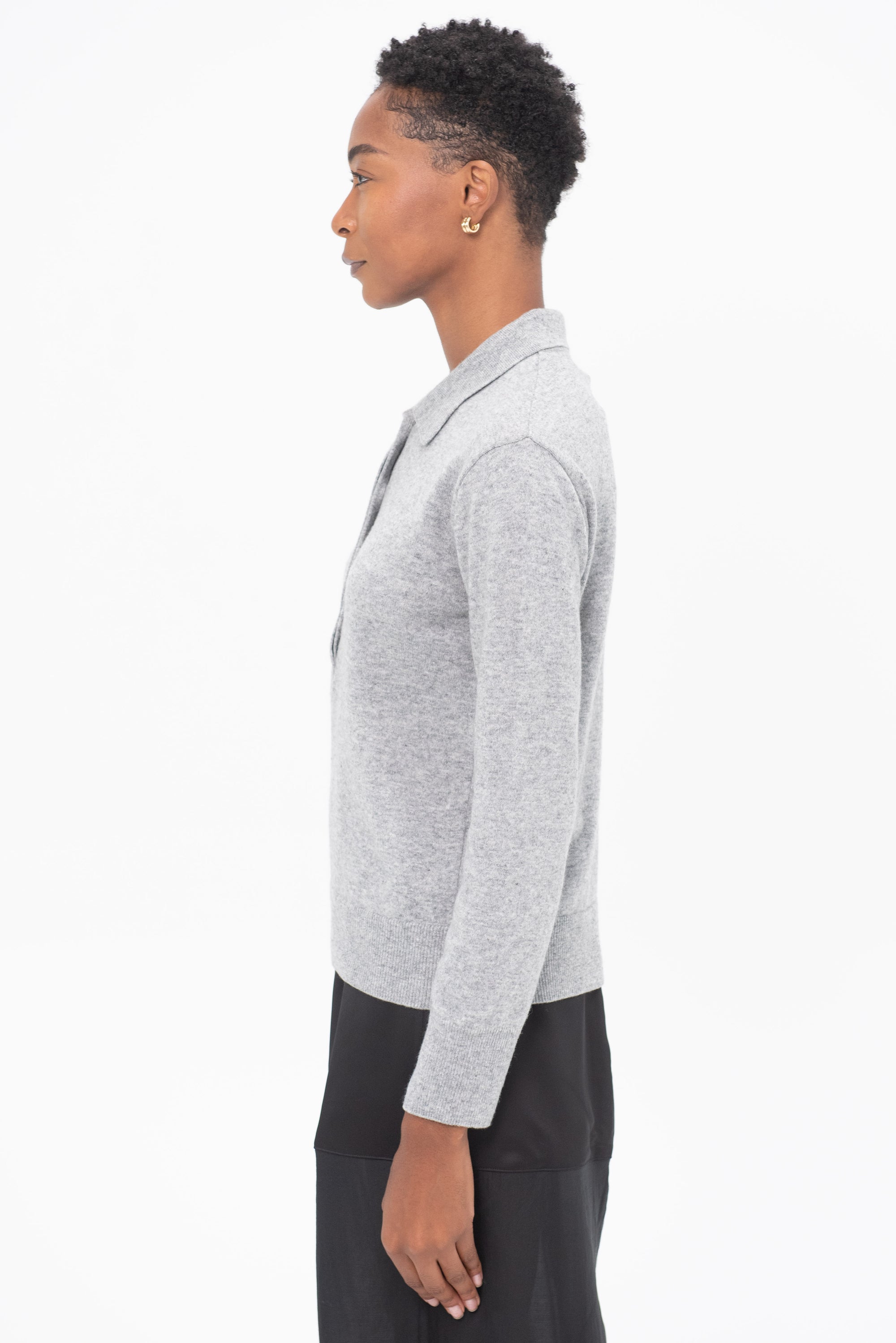 MIJEONG PARK - Cashmere Polo Sweater, Gray