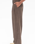 MIJEONG PARK - Thin Corduroy Wide Leg Pants, Light Brown