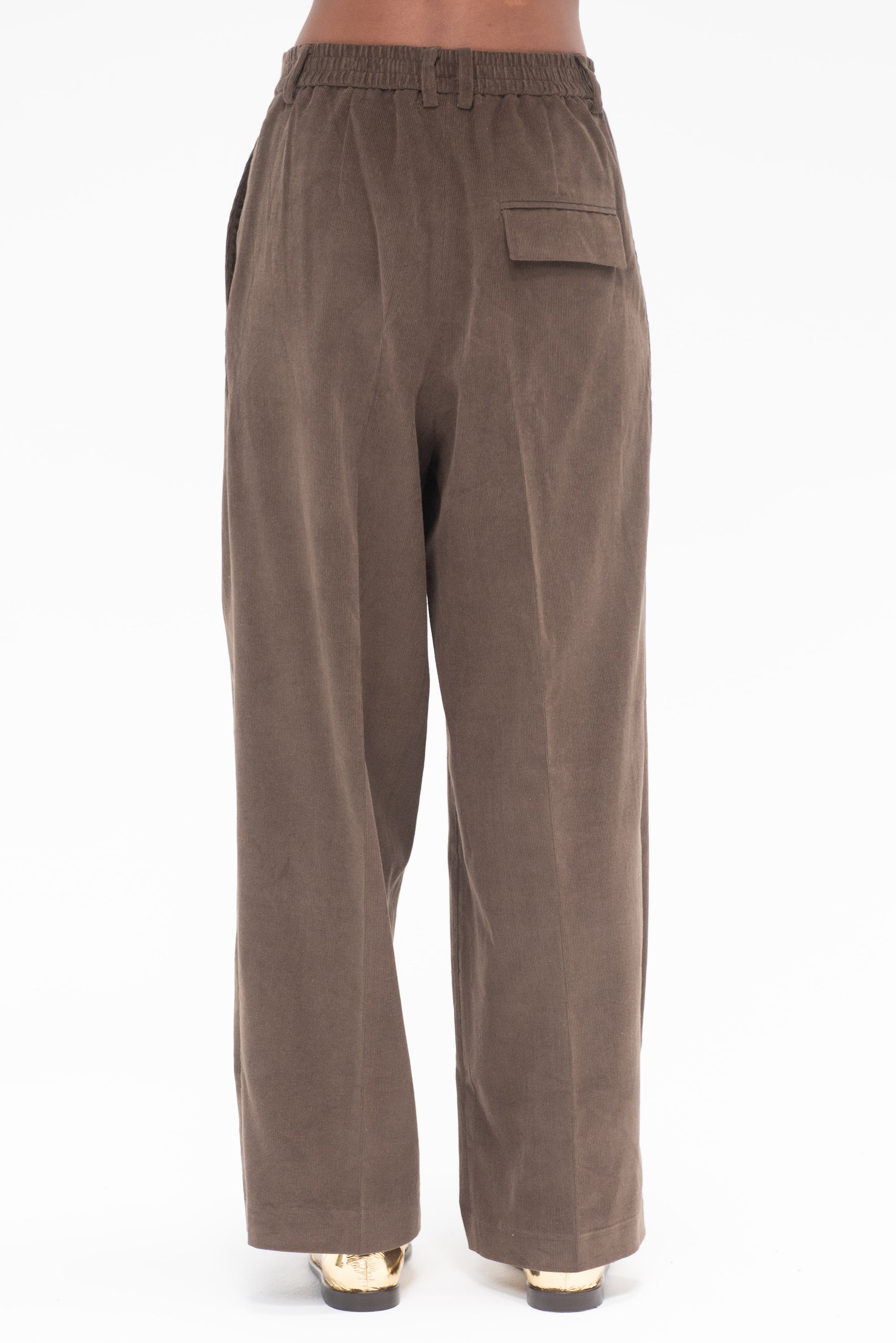 MIJEONG PARK - Thin Corduroy Wide Leg Pants, Light Brown