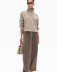 MIJEONG PARK - Thin Corduroy Wide Leg Pants, Light Brown